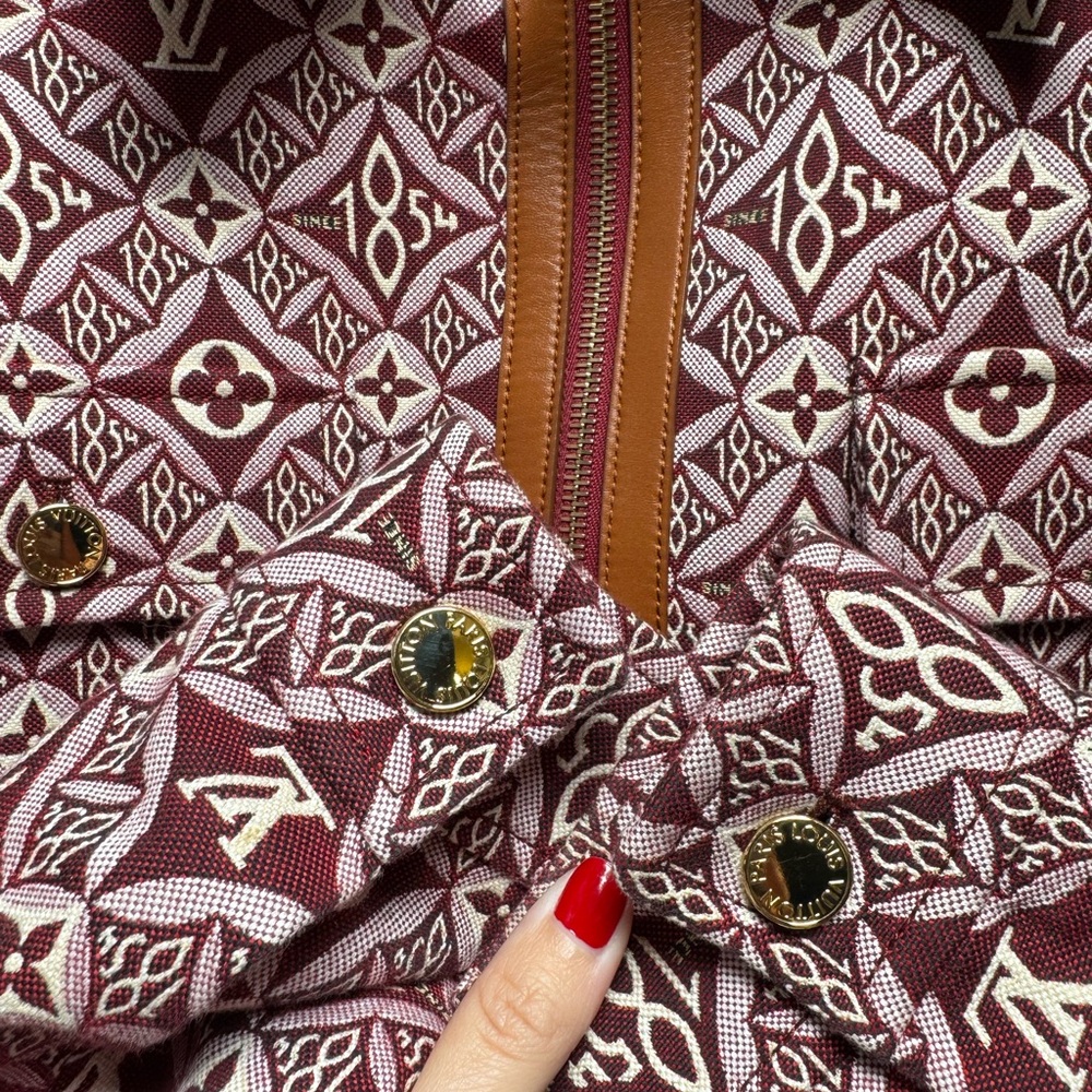 Louis Vuitton Women's Since 1854 Boxy Zipped Jacket in Burgundy & Brown Leather - Picture 9 of 13